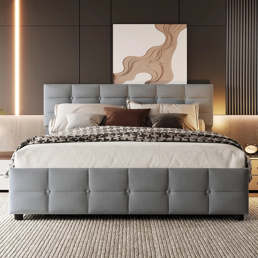 Letto 180x200 cm con contenitore idraulico - Xylo - Grigio