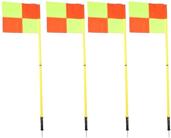 Vetture per angolo di campo da calcio 4 pezzi - Bandiere da campo da calcio portatili - Alta visibilità - Asti da 1,5 metri - Facili da utilizzare - Adatti a tutte le condizioni climatiche - Paline da allenamento