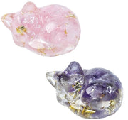 Figura da gatto 2 in 1, decorazione da gatto, figura da gatto, cristalli da gatto, decorazione cristallizzata, figure da gatto addormentate, arredamento razionale per amanti dei gatti e per rilassamento, regalo, rosa e viola