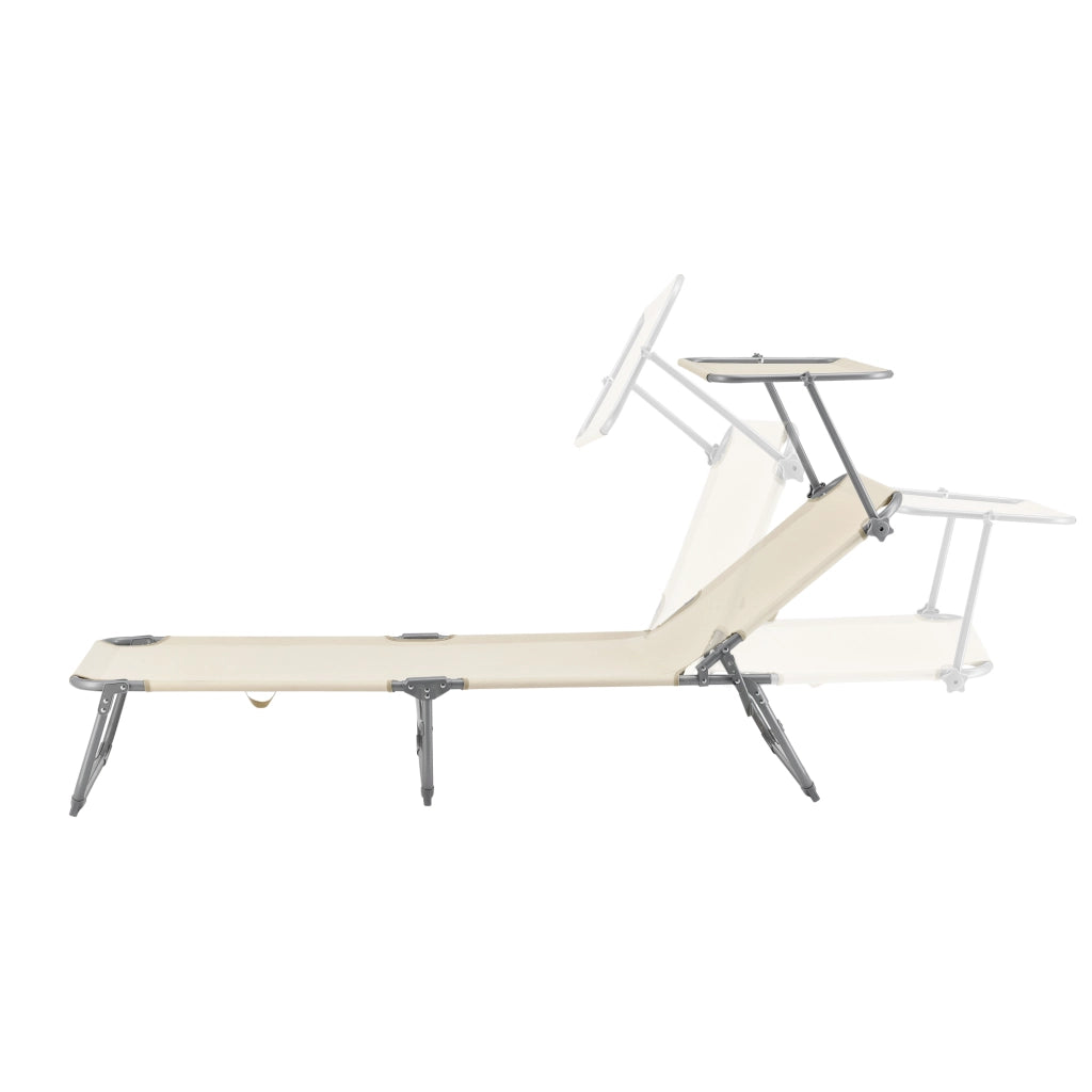 Lettino Prendisole Getaria con Tettuccio Parasole Sdraio Portatile - Beige [en.casa]