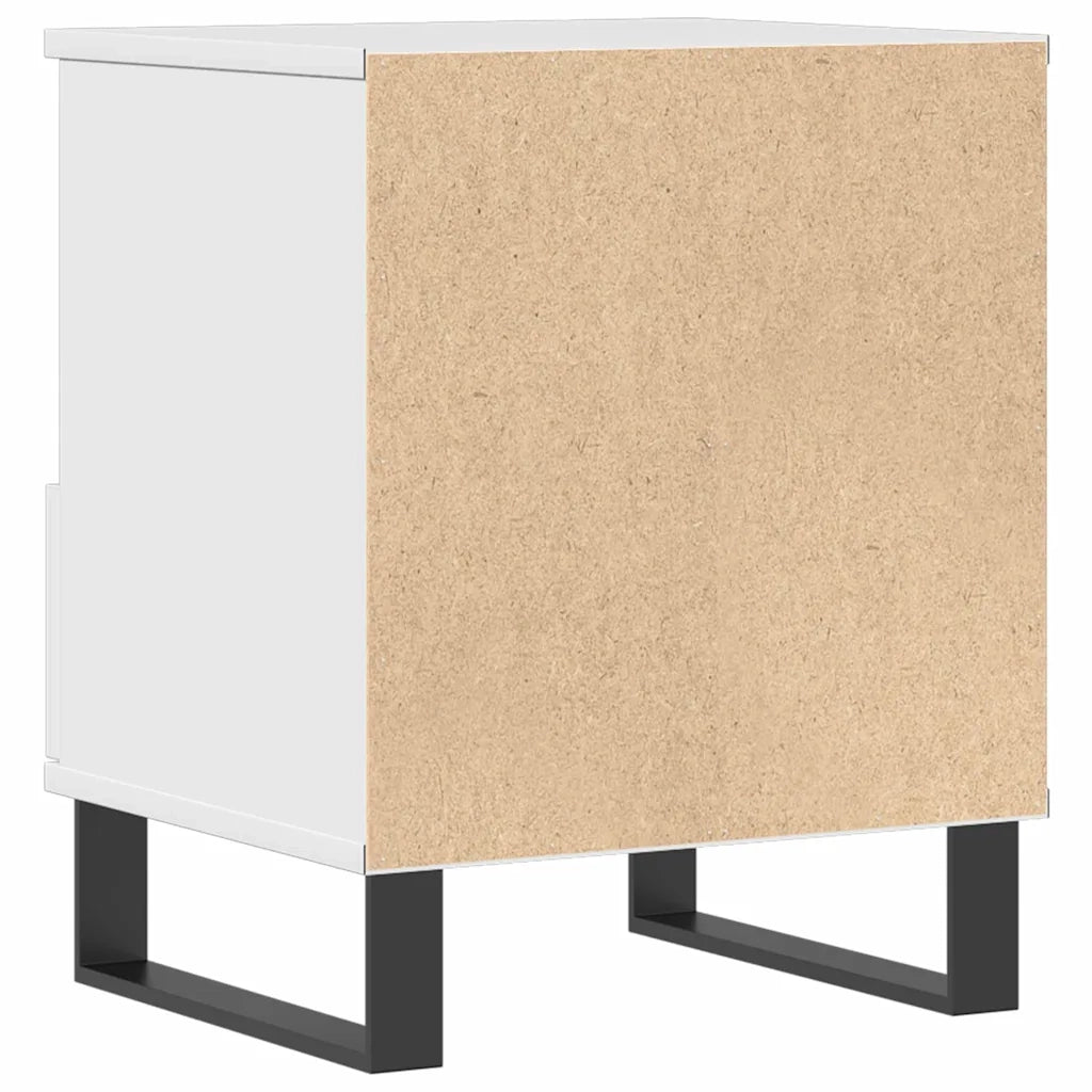Comodino Bianco Lucido 40x35x50 cm in Legno Multistrato 830640