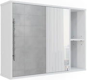 Mobile a specchio per il bagno Leano, Bianco, 80 x 60 cm