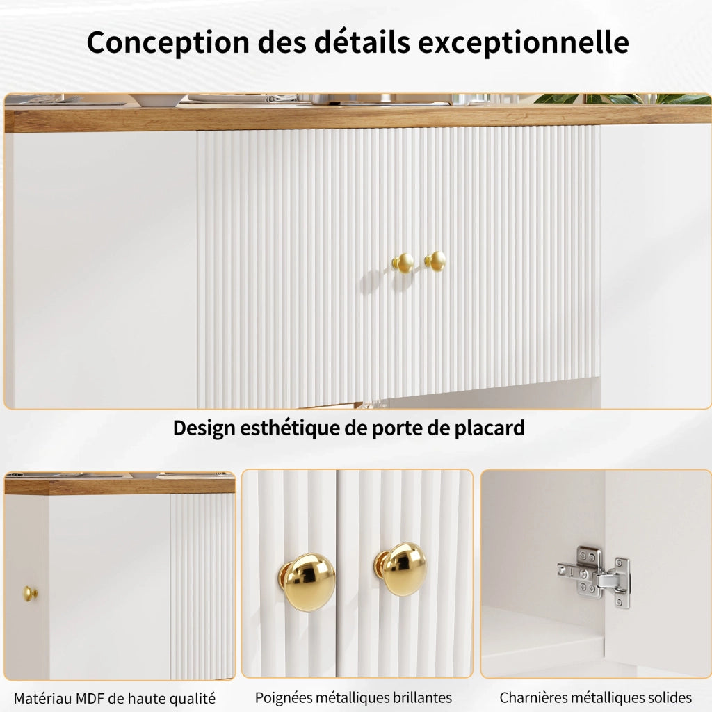 Isola da cucina pieghevole con contenitore in MDF e metallo bianca