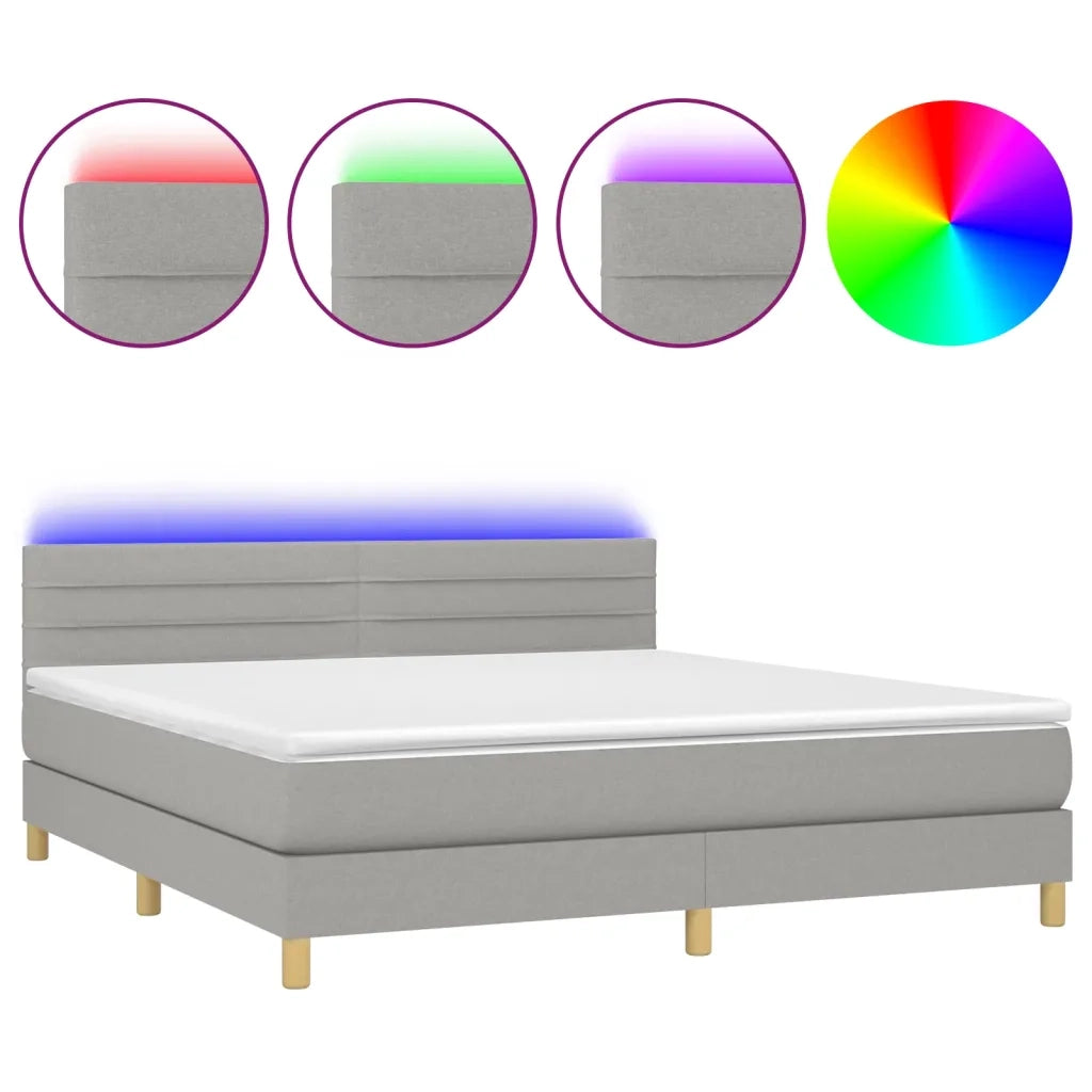 Letto a Molle Materasso e LED Grigio Chiaro 180x200 cm Tessuto cod mxl 77554