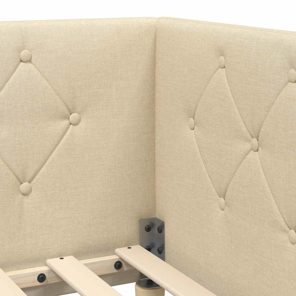 Cornice del letto ad angolo Crema 80 x 200 cm Tessuto