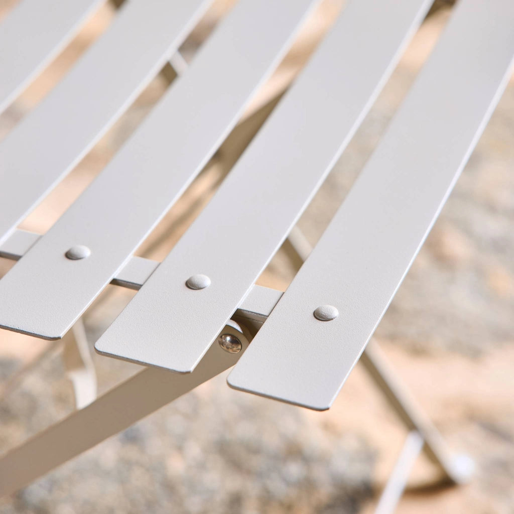 Set 2 sedie da giardino bistrot pieghevole in metallo, beige