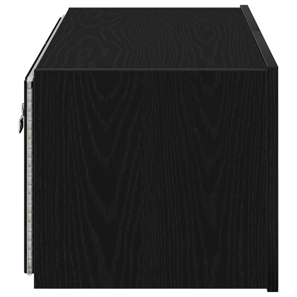 Mobile TV da parete con LED Rovere Nero 80 x 35 x 31 cm 863108