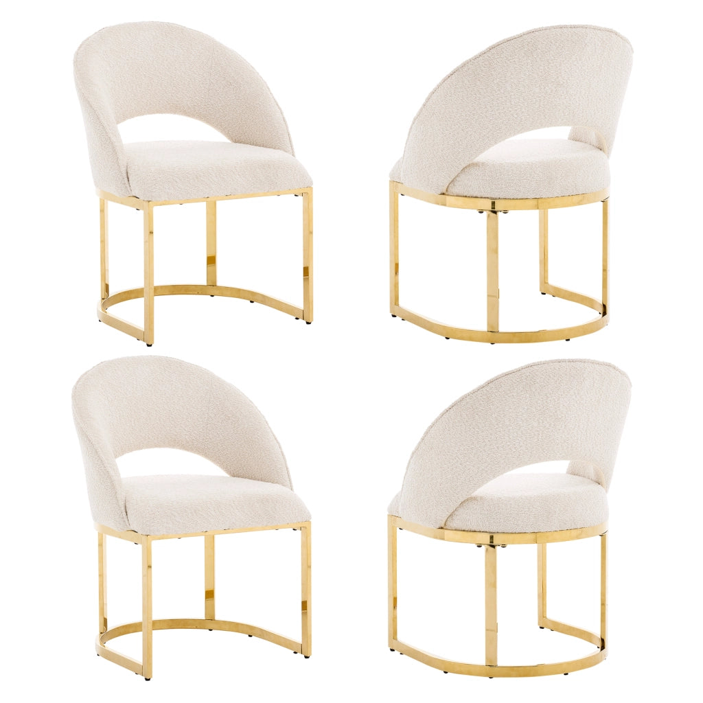 SEDIE DA PRANZO Set da 4 pezzi 59x56x80 cm Bouclé Beige e Oro