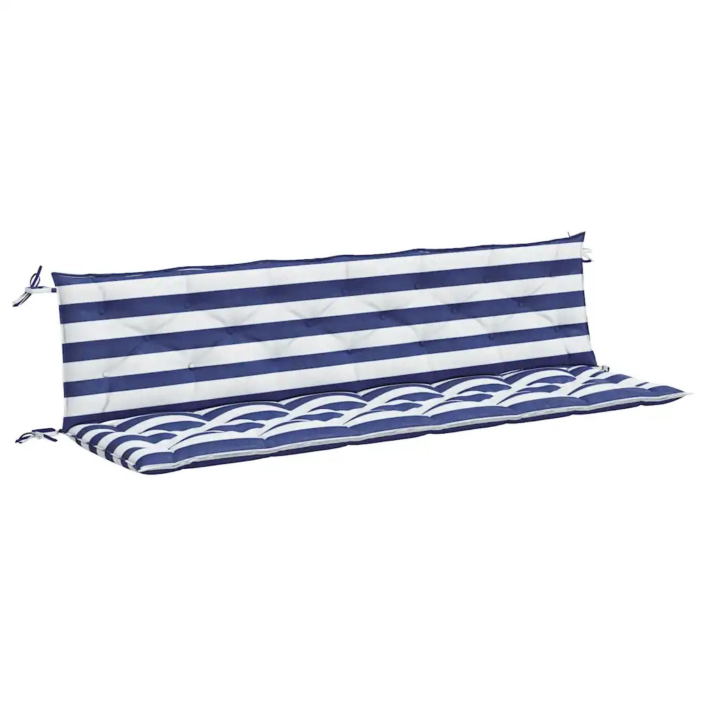 Cuscini Panca Giardino 2 pz-Set di 2 Cuscini per panchina da esterno Righe Bianche Blu 200x50x7cm Tessuto