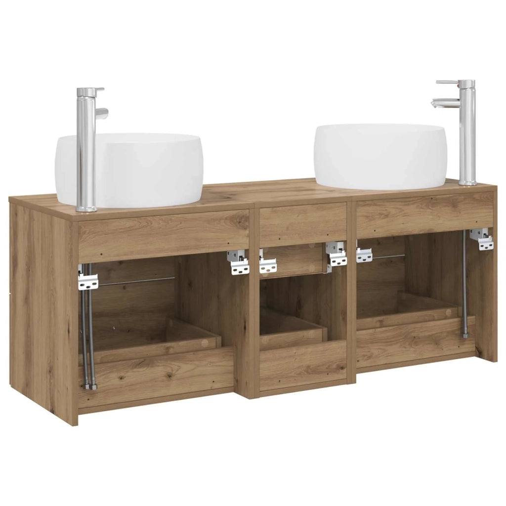 Set di mobili per il bagno 3 pz Rovere Artigianale 3405938