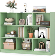 Libreria Scaffale da Terra con 8 Cubi, Libreria Multifunzione in Legno con Anti-ribaltamento, Salvaspazio per Cameretta, Soggiorno e Studio, Portata 220 kg, 122 x 32 x 93 cm (Verde)