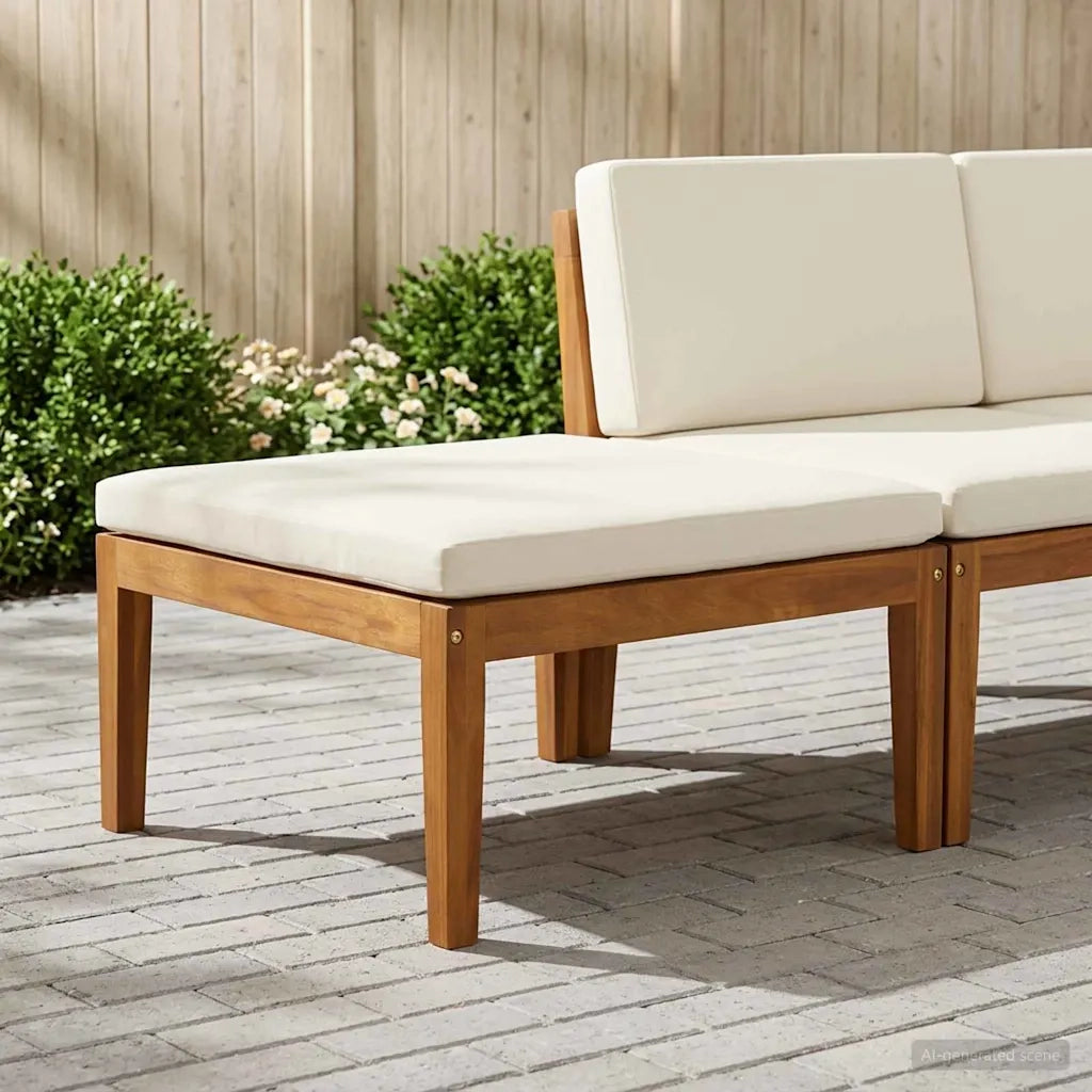 Sedia da giardino-Poggiapiedi da giardino con cuscino Legno di Acacia Massello