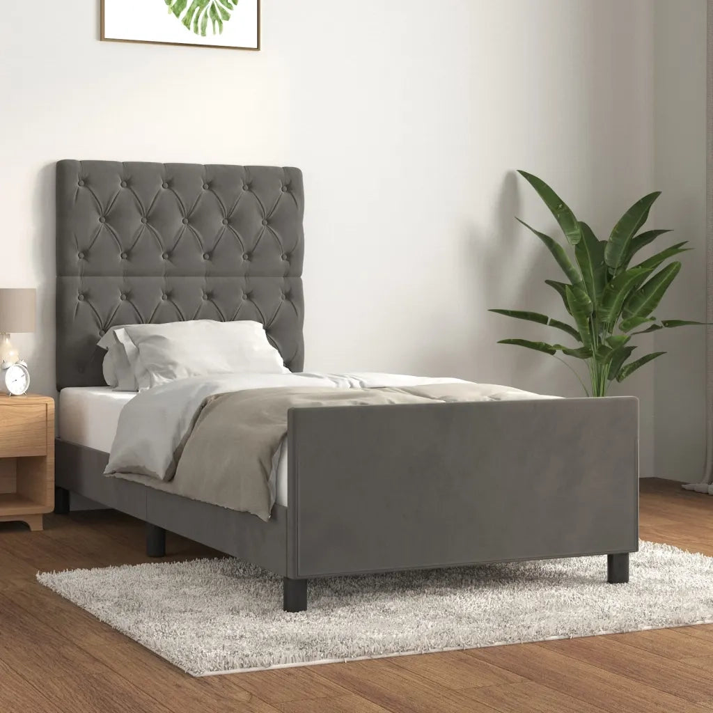 Giroletto senza Materasso-Struttura Letto Grigio Scuro 80x200 cm Velluto 153424