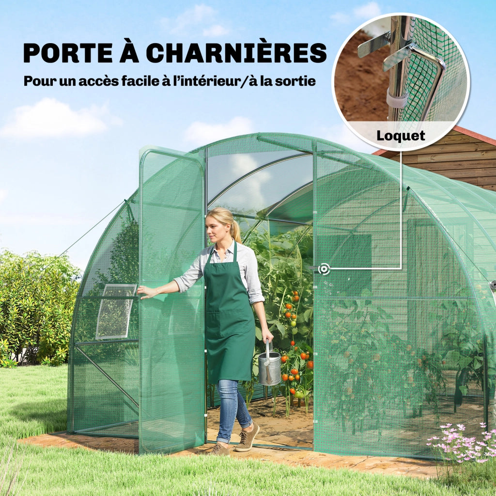 Serra Tunnel da Giardino 12m2 ¨C Xylo ¨C 295x400x200cm Verde con Porta e 8 Finestre