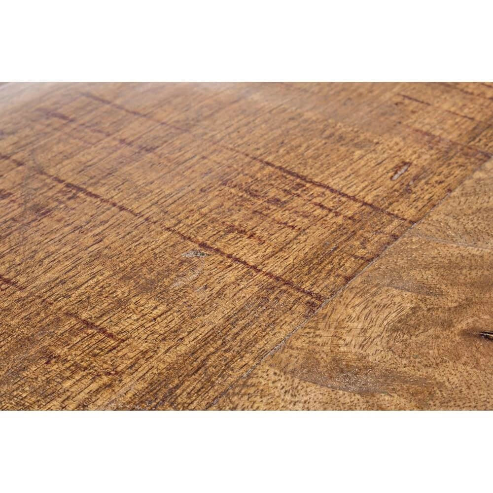 Tavolino Rotondo in Acciaio e Legno Riciclato Base Semisfera - ZEN