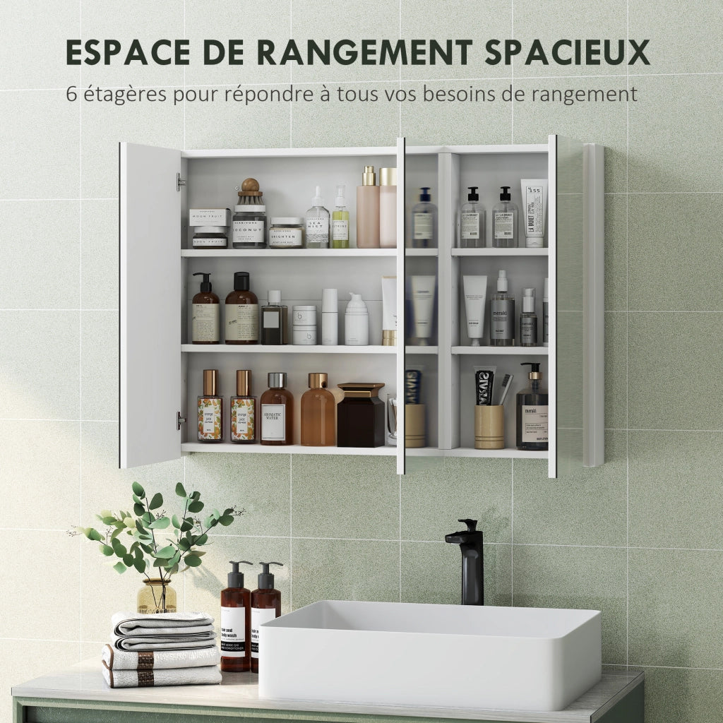 Armadietto da bagno con specchio e ante ¨C Minimal ¨C bianco 91.5x11.5x65cm