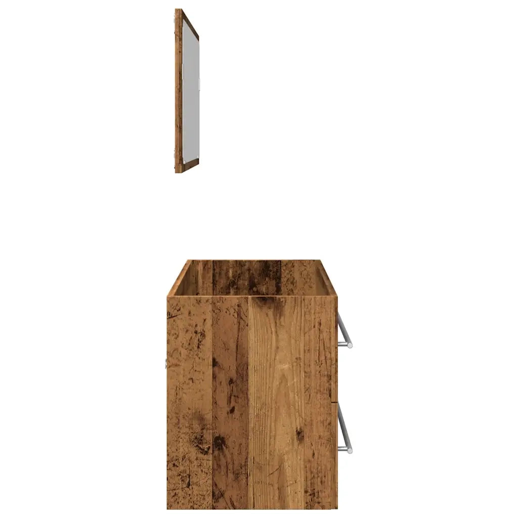Set Mobili da Bagno 2 pz Legno Antico in Legno Multistrato