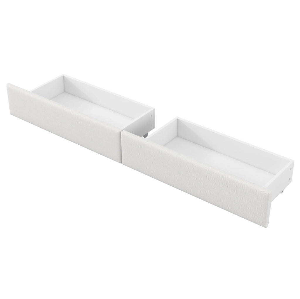 Daybed imbottito 90x200 cm con USB; LED; scrivania e 2 cassetti; bianco