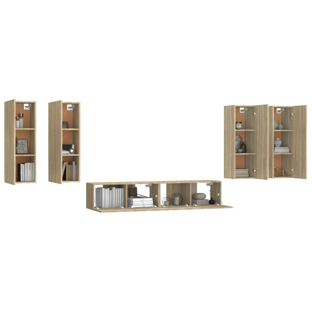 Set di Mobili Porta TV 6 pz | Armadietto TV | Mobile Porta TV Rovere Sonoma in Legno Multistrato