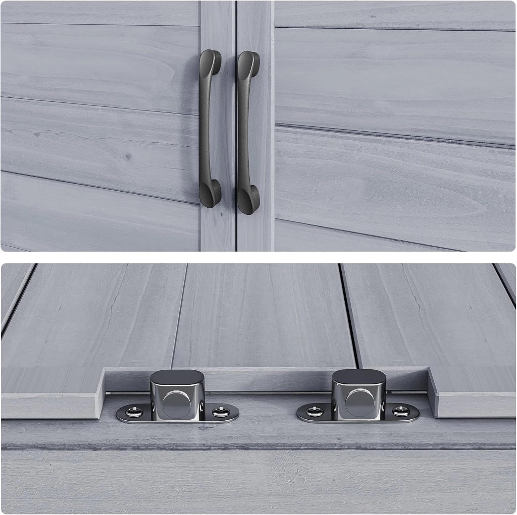 Tavolo da Esterno per Piante, Tavolo da Giardino con Piano di Lavoro Impermeabile, Tavolo da Lavoro in Legno con 1 Ripiano Regolabile, 48x98x95 cm. (Grigio)
