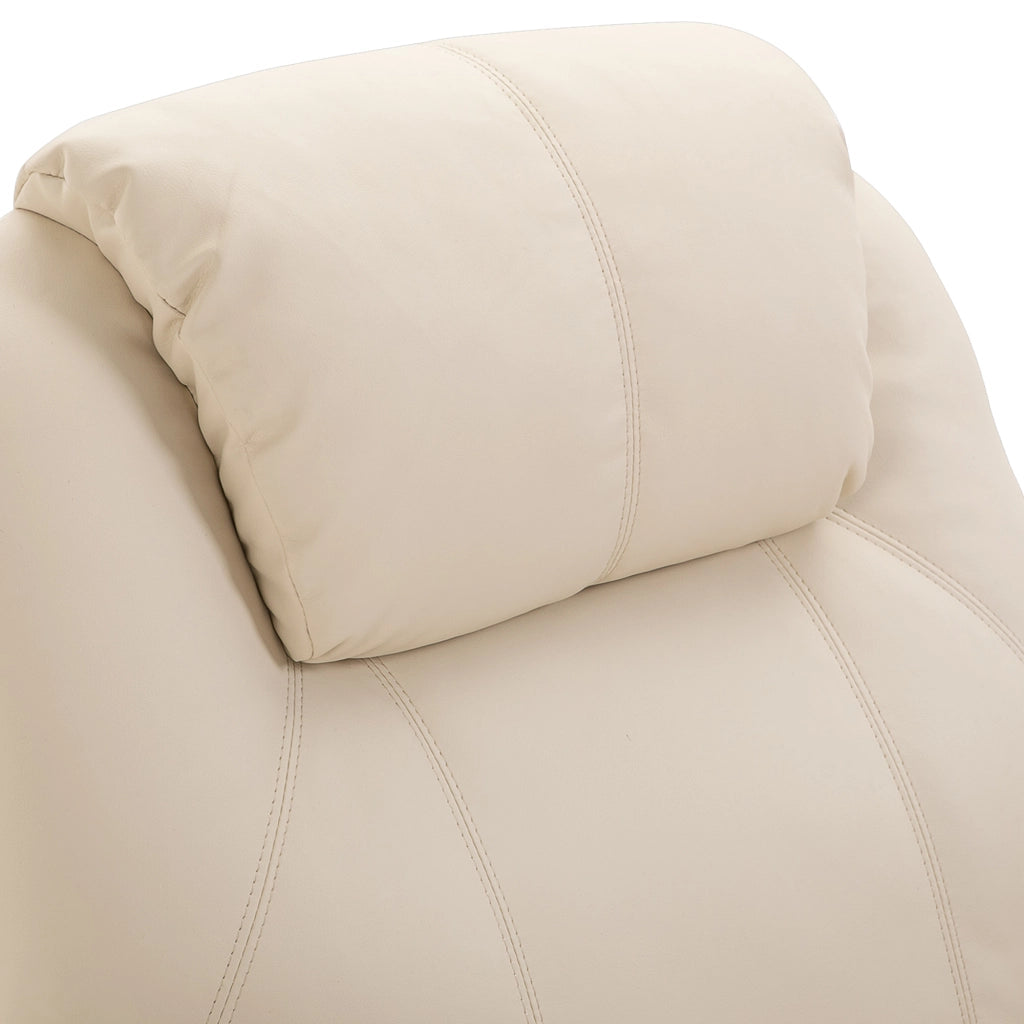 EasyComfort Poltrona Relax Elettrica Reclinabile Girevole con 2 Portabicchieri, Telecomando, Poggiapiedi e 4 Tasche Laterali, in Pelle PU, Legno e Acciaio, Crema