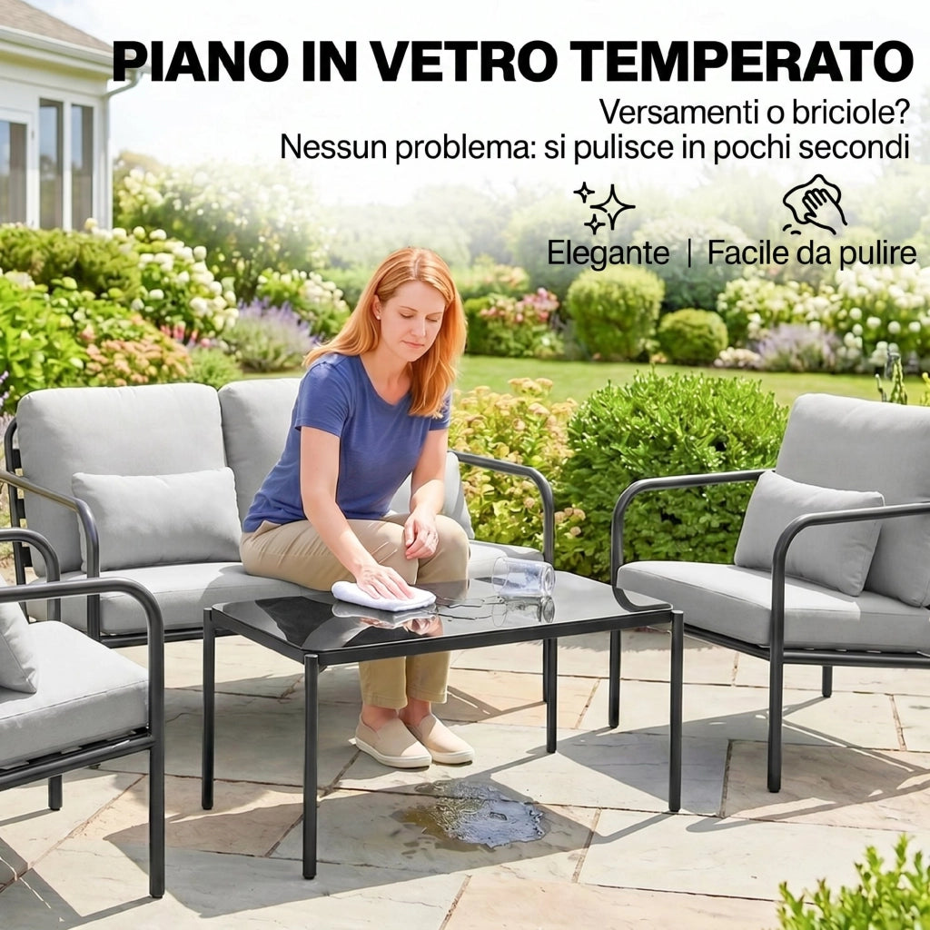 Set Salotto da Giardino ¨C zephmum ¨C Grigio Chiaro Acciaio