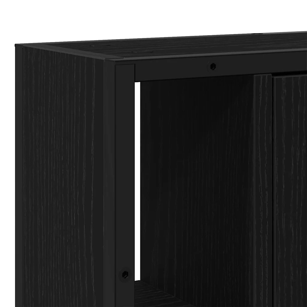 Mobiletto da bagno con specchio in rovere nero 60x16x60 cm in legno ingegnerizzato 862228