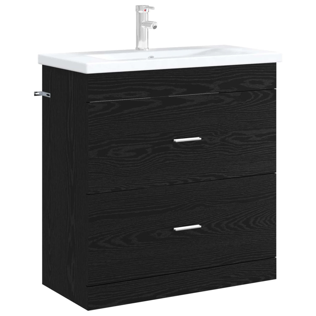 Mobiletto da Bagno Sotto Lavabo Rovere Nero 78,5 x 37,5 x 81 cm 890713
