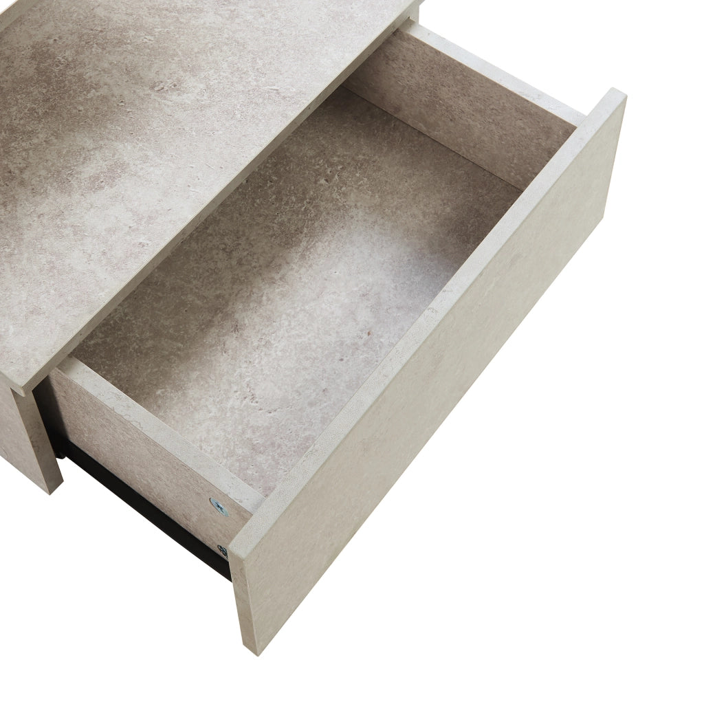 Comodino da Parete Amberg con Cassetto e Ripiani 40x35x31 cm - Effetto Cemento Chiaro [en.casa]