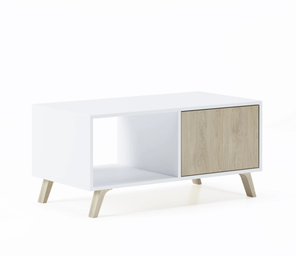 Tavolino 92x50x45cm per sala da pranzo Bianco e colore Rovere RF622