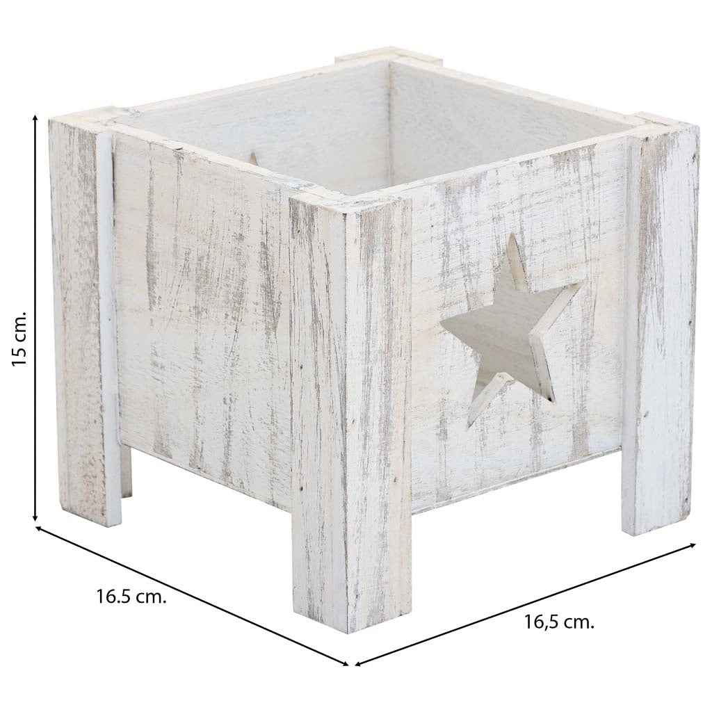 Cesto in legno bianco 16,5x16,5x15h