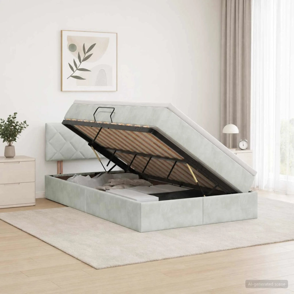 Letto con contenitore LED e materasso Grigio Chiaro 3459300