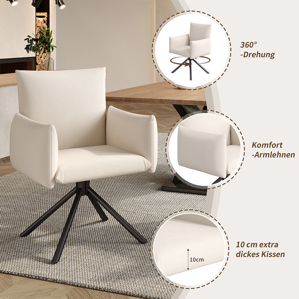 Sedia-Xylo-Lotto 6 girevole 360?? lino beige supporto lombare