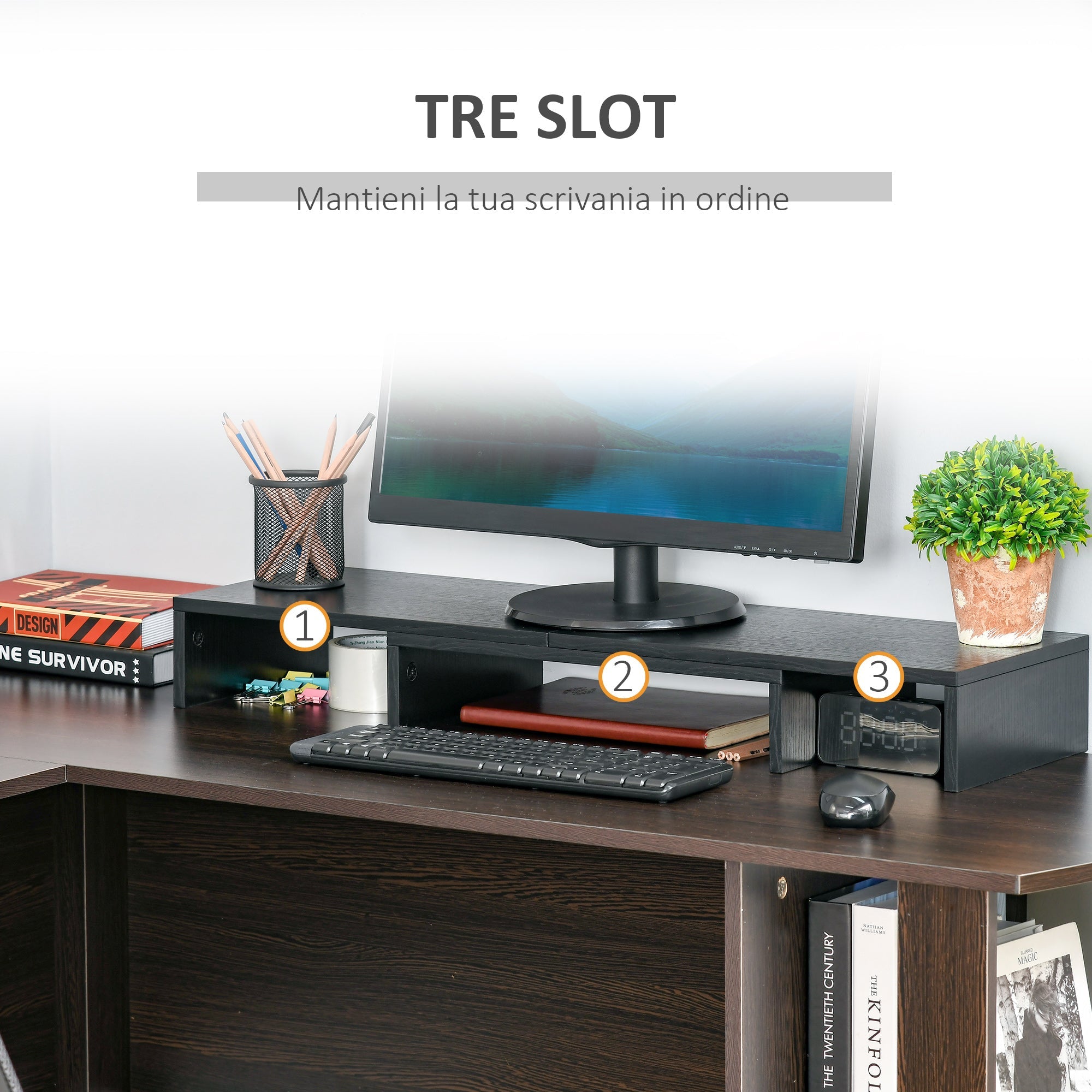 Supporto Monitor 80-117x23,5x10 cm in MDF Nero