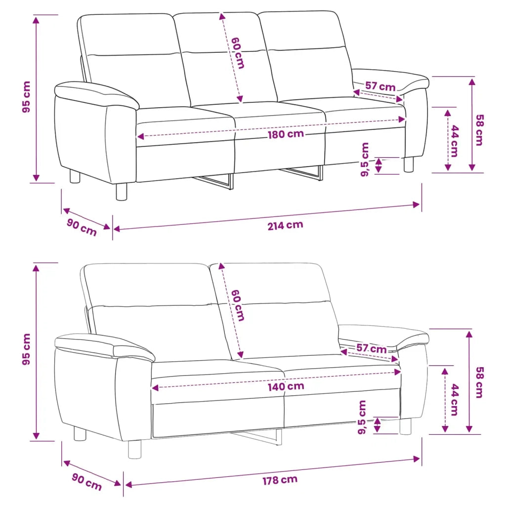 Set di divani 2 pcs Nero Tessuto 3430714