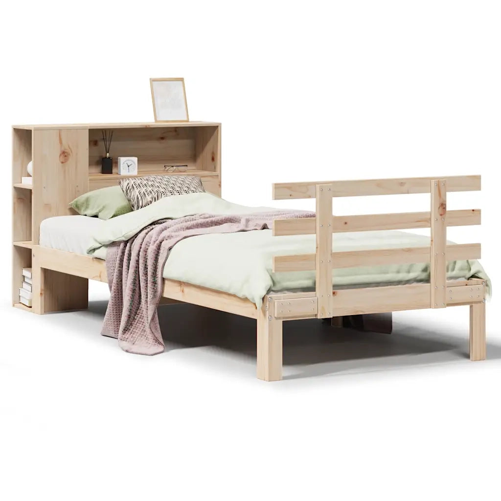 Giroletto con Libreria senza Materasso-Struttura Letto con contenitore 75x190 cm in Legno Pino 774170