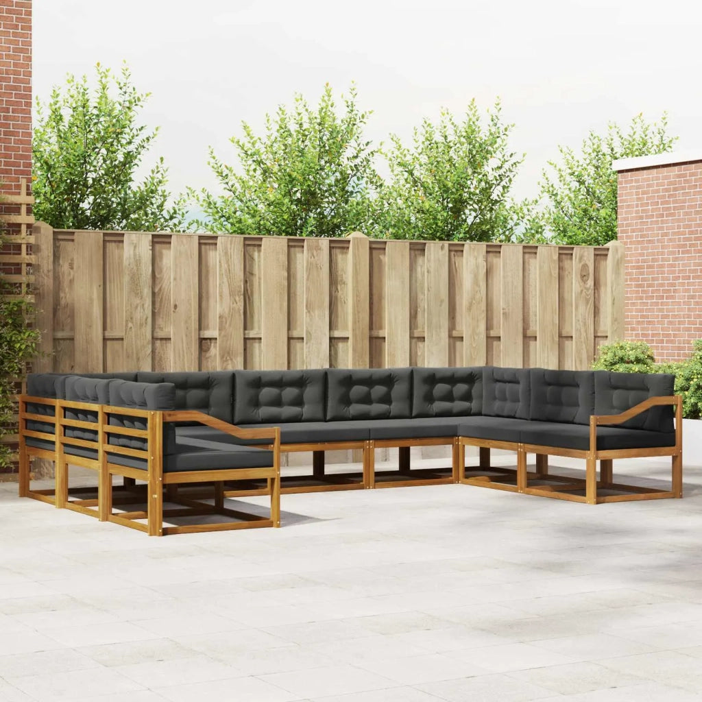 Set di divani da esterno con cuscino 9 pcs Naturale e Antracite