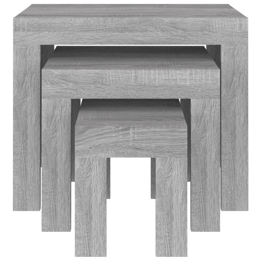 Tavolini Salotto Impilabili 3pz Grigio Sonoma Legno Multistrato cod mxl 23004