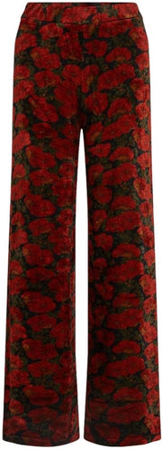Gonna per Donna con Disegno Fiorale - Tela Nicki - Cintura Elastica - Gambe Ampie - Silhouette Casual - Tessuto Vellutato - Pantaloni
