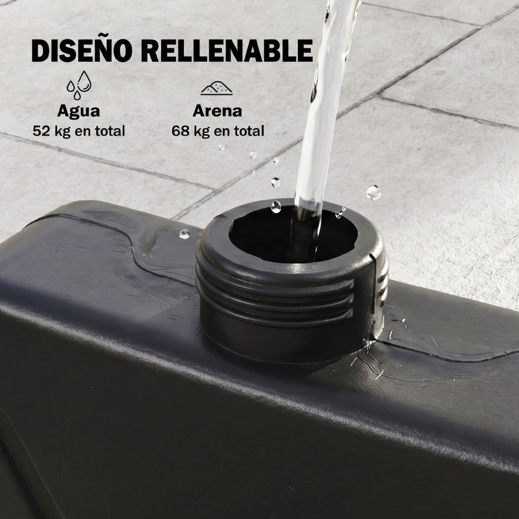 Base per Ombrellone con Sacca per Sabbia o Acqua ¨C zephmum ¨C 68 kg Sabbia / 52 L Acqua Nero