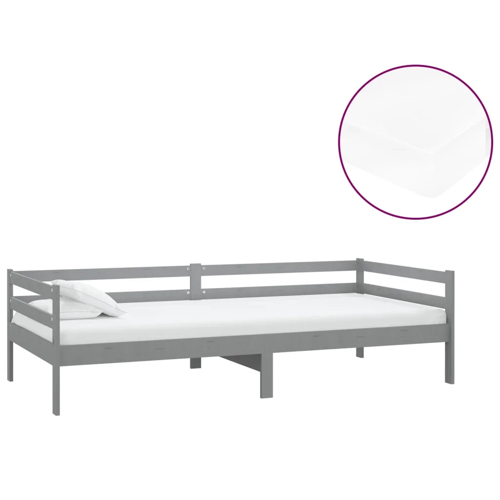 Divano letto | Sof¨¤ letto | Letto singolo con Materasso 90x200 cm Grigio in Legno di Pino