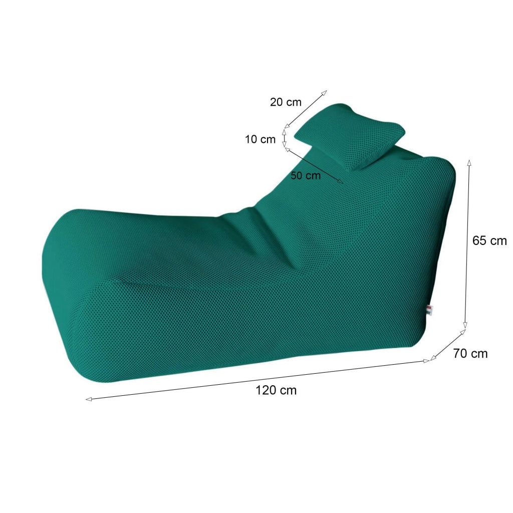 Pouf ??hck, Poltrona multiuso, Poltroncina sacco, Pouf poggiapiedi, Made in Italy, 70x120 h65 cm, Verde