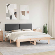 Letto con Testiera Rivestita Grigio scuro 180 x 200 cm