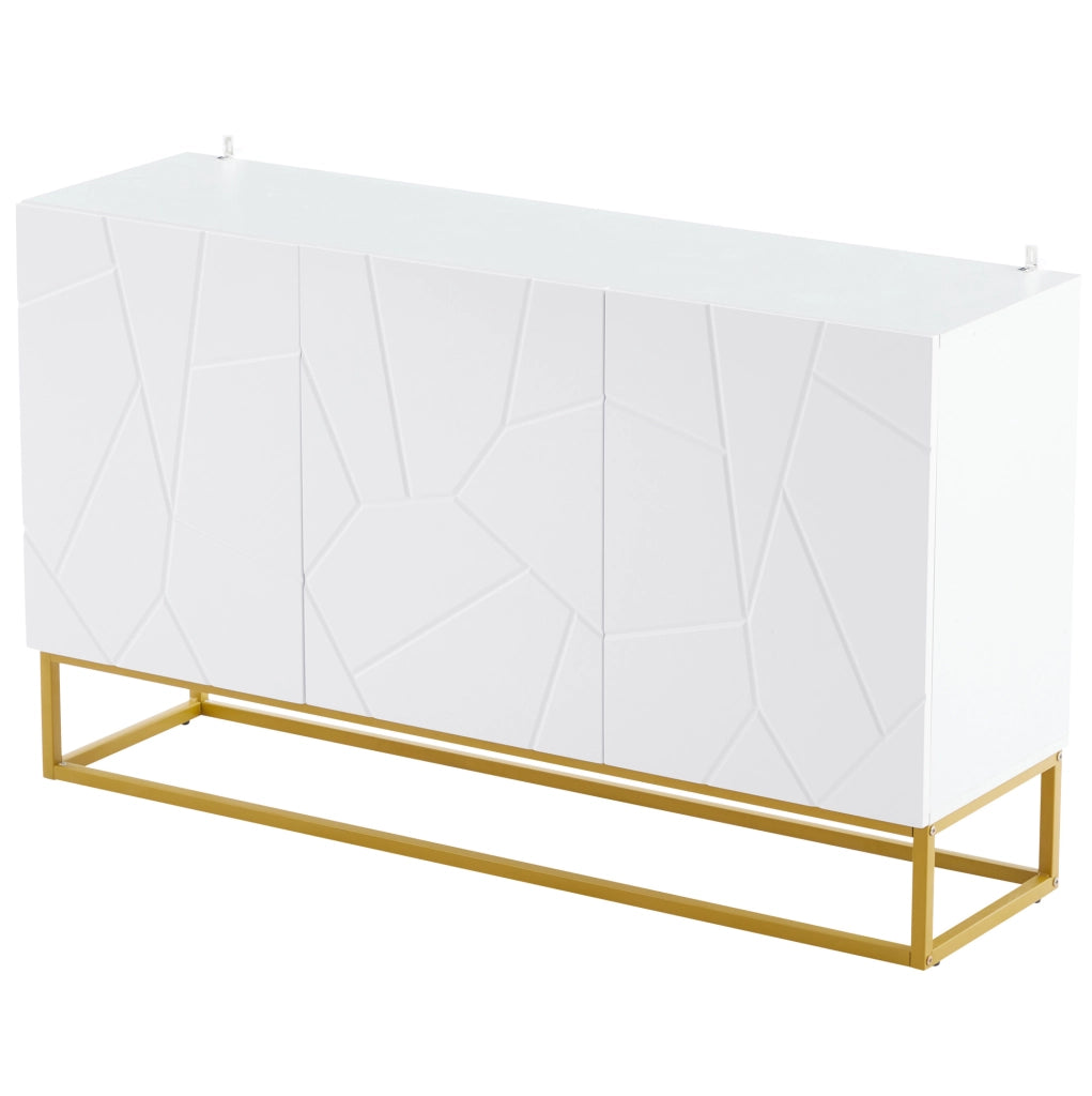 Credenza 130x38x76 cm con ripiani regolabili in truciolato bianco