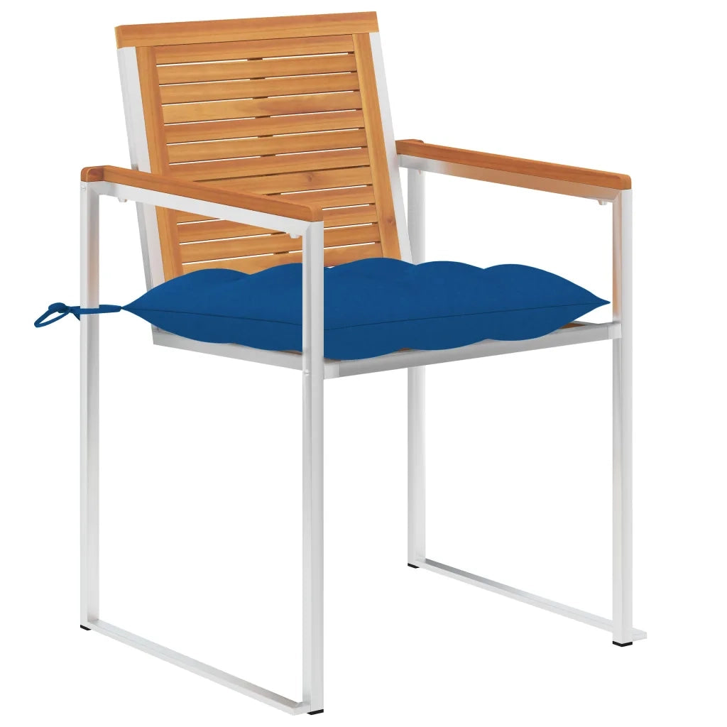 Sedie da Giardino 2 pz con Cuscini in Legno Acacia e Acciaio cod mxl 72318