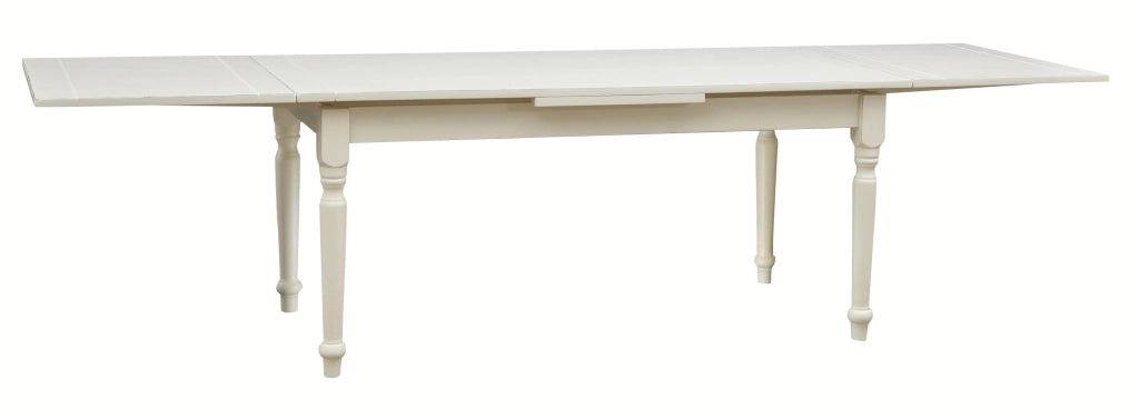 Biscottini Tavolo allungabile Country in legno massello di tiglio finitura bianca anticata L180xPR90xH80 cm. Made in Italy