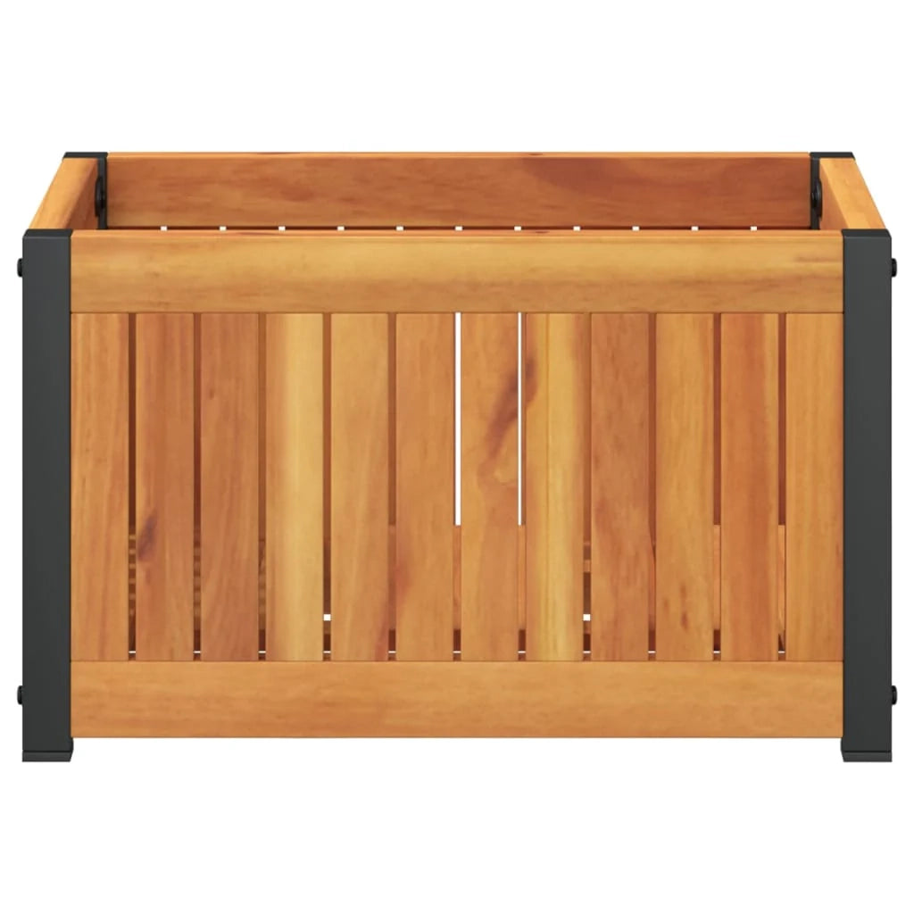Aiuola rialzata/fioriera per piante fiori patio giardino 45 x 30 x 27,5 cm legno massello di acacia e acciaio marrone 02_0037604