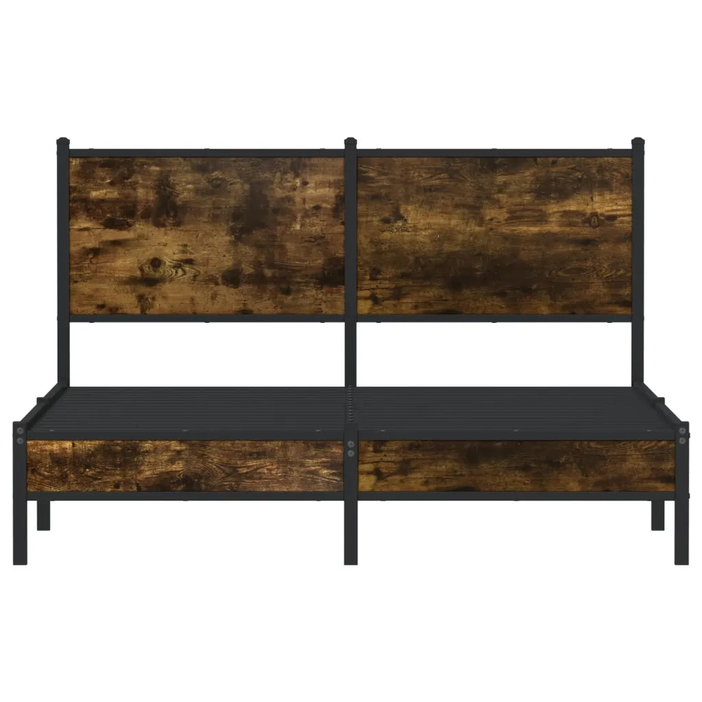 vidaXL Giroletto senza Materaso in Metallo Rovere Fumo 150x200 cm