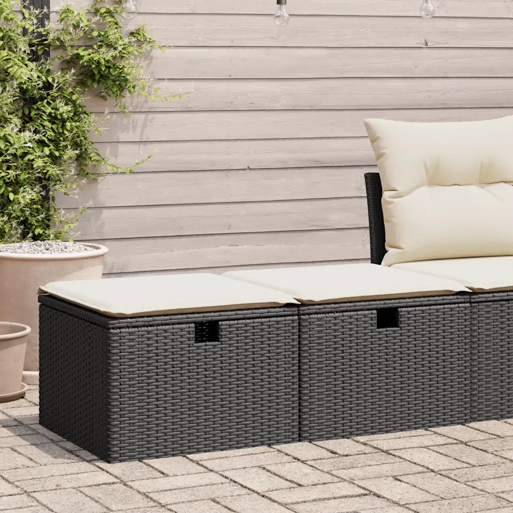 Set Divani da Giardino con Cuscini 2 pz | Set Salotto da Giardino Nero Polyrattan Acacia