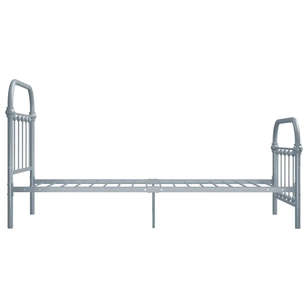 Letto singolo | Letto per adulti | Giroletto Grigio in Metallo 90x200 cm